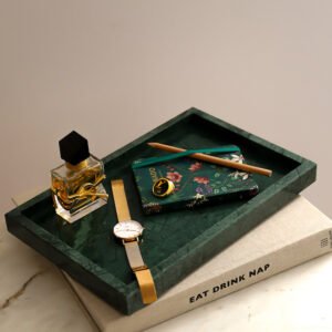 Green marble tray, vanity tray, perfume tray, aesthetic luxury tray, aesthetic home decor - Maison de Bucks