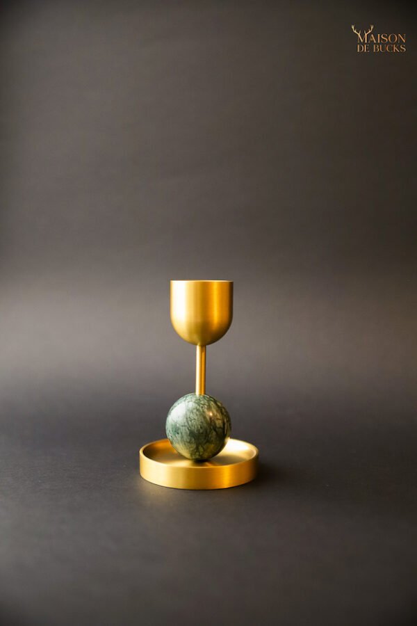 Maison de Bucks Windsor Brass candle holder - green marble small