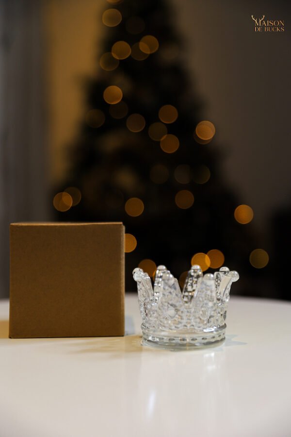 Crown-Shaped Crystal Glass Tealight Holders – Set of 2 (Iridescent) - Image 9