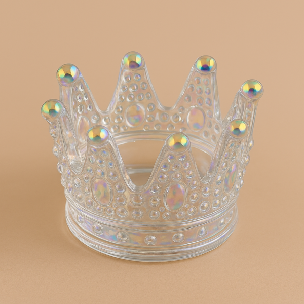 Crown-Shaped Crystal Glass Tealight Holders – Set of 2 (Iridescent) - Image 12