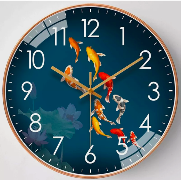 Fishes 8" Wall Clock Silent Non Ticking Clock for Living Room Kids, Bedroom, Gifting