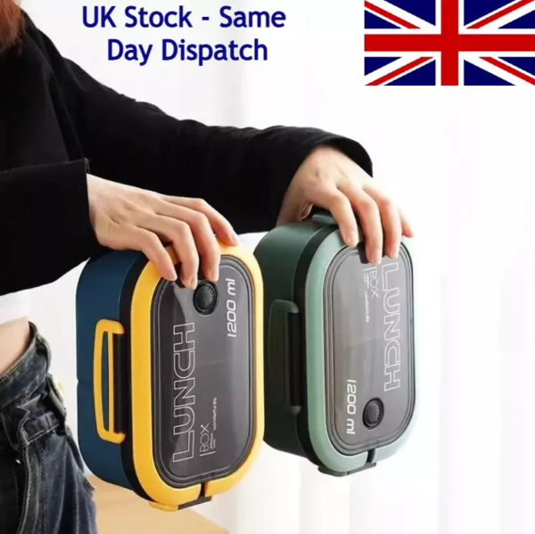 Blue Yellow Leak-Proof Double Layer Lunch Box – 1200ml | Microwave & Dishwasher Safe - Image 8