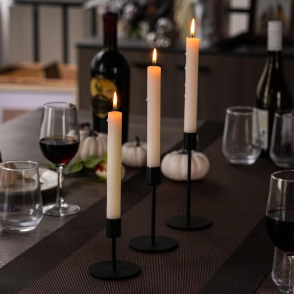 Maison de Bucks Set of 3 Black Metal Candle Holders – Heavy Duty Candle Stands - Image 8