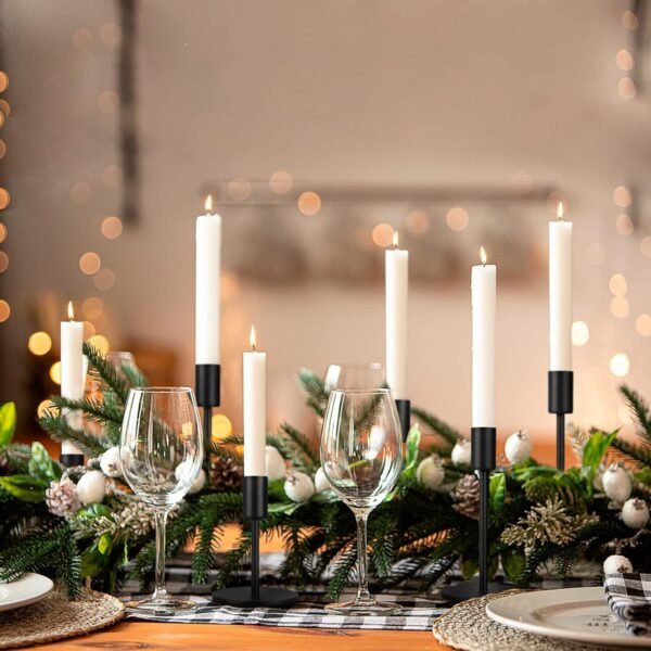 Maison de Bucks Set of 3 Black Metal Candle Holders – Heavy Duty Candle Stands - Image 10