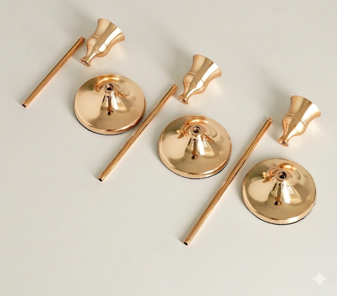Classic Tapered Radiant Gold Candle holders (Set of 3)