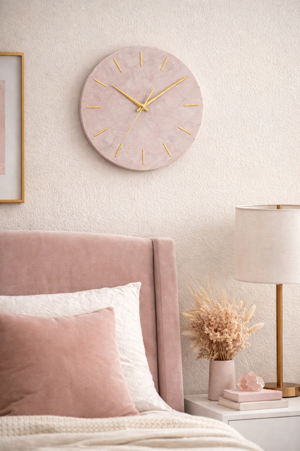 Maison de Bucks 30cm Pink Marble Wall Clock – Handcrafted with 12 Hour Markers - Image 3