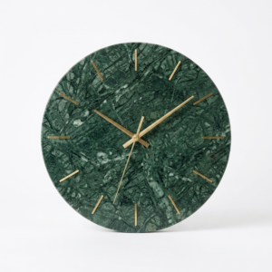 Maison de Bucks 30cm Green Marble Wall Clock – Handcrafted with 12 Hour Markers