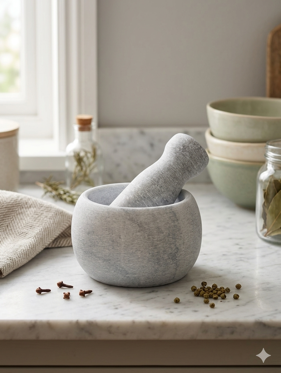 Solid Natural Granite Mortar and Pestle Set 12 cms – Heavy-Duty Stone Spice Grinder - Image 5