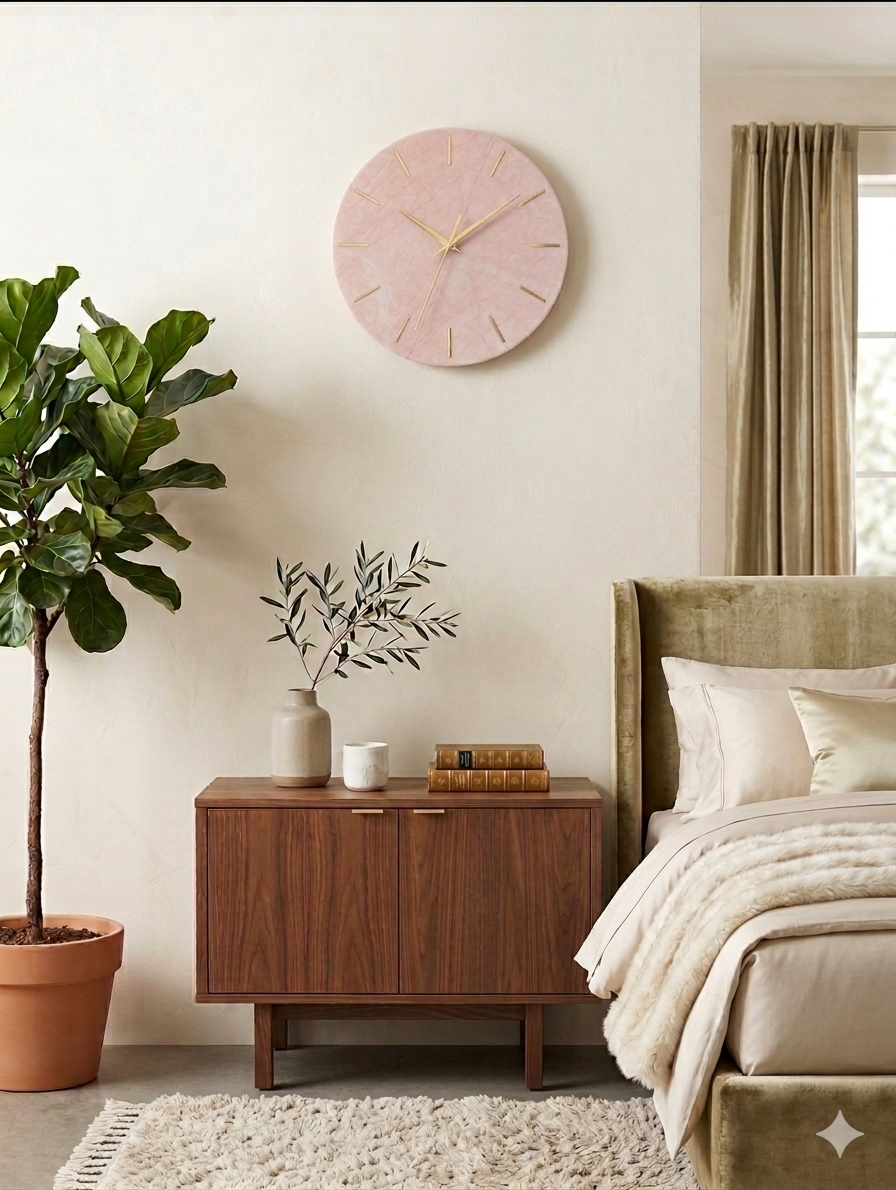 Maison de Bucks 30cm Pink Marble Wall Clock – Handcrafted with 12 Hour Markers - Image 4