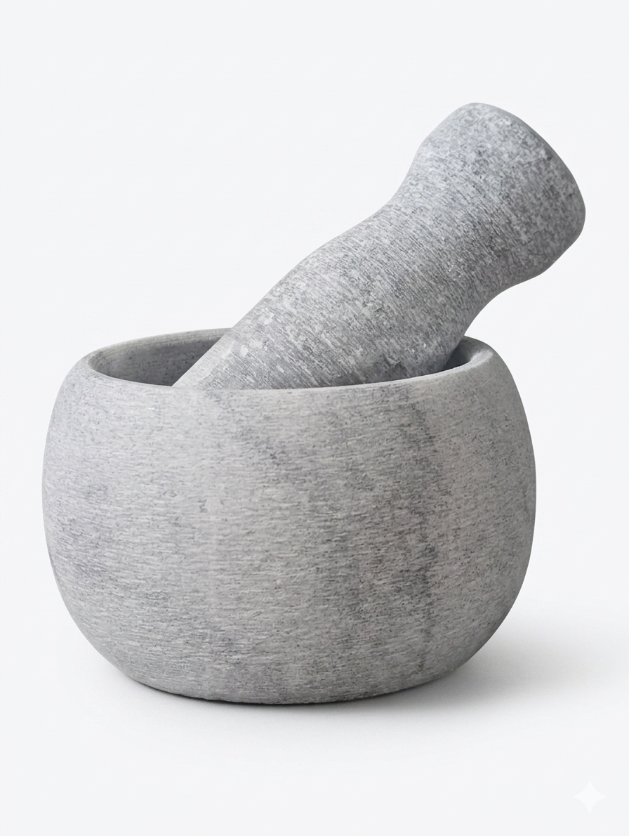 Solid Natural Granite Mortar and Pestle Set 12 cms – Heavy-Duty Stone Spice Grinder