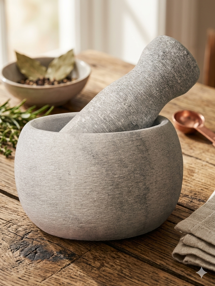 Solid Natural Granite Mortar and Pestle Set 12 cms – Heavy-Duty Stone Spice Grinder - Image 4