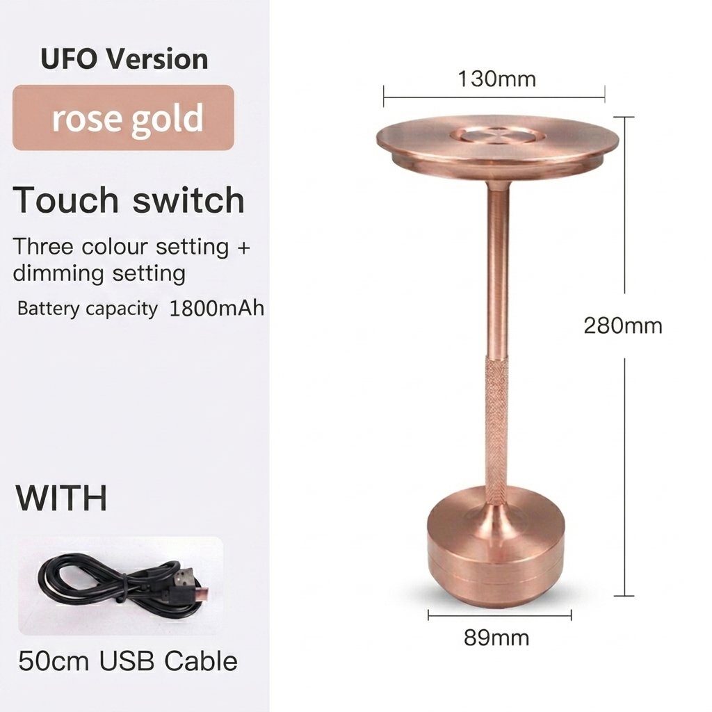 UFO LED Cordless Table Lamp – Rosegold - Image 4